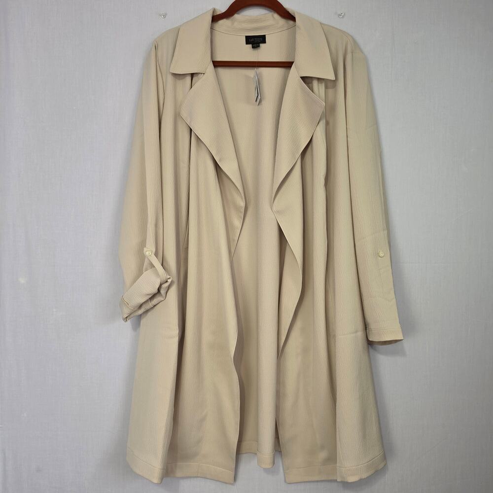 J.Jill Wearever Open Drape Front Cardigan Jacket size XL Oatmeal Minimalist New